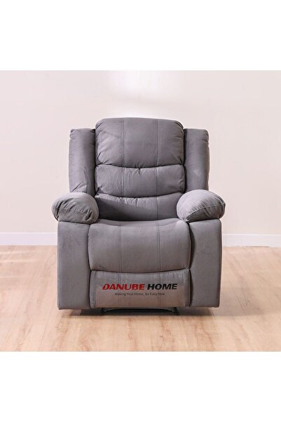 Danube Home Mina 1 Seater Manual Fabric Recliner with Cupholder and Pockets - Dark Grey L97xW94xH104cm