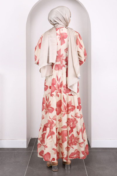 İmajButik Φόρεμα με μοτίβο με μισό κουμπί σε σκόνη