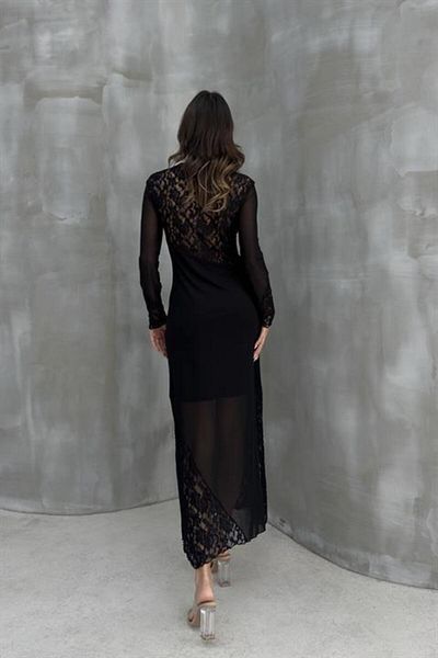 pazarella Almond Lace Detailed Tulle Dress 2659-8