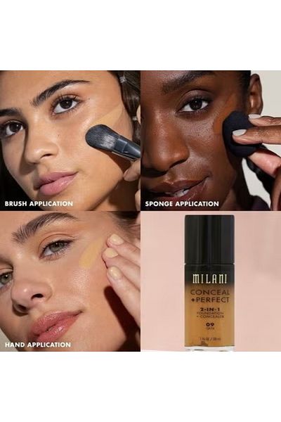 MILANI Conceal + Perfect 2‑in‑1 Foundation + Concealer 12 Spiced Almond Full Coverage,Long‑Wear,30ml