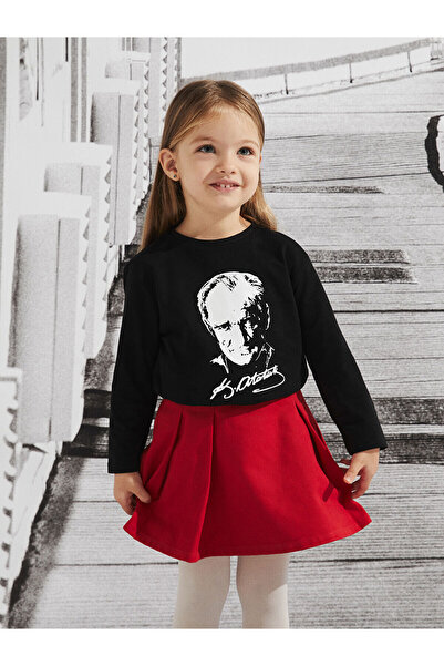 LC Waikiki Baby-Mädchen-T-Shirt mit Rundhalsausschnitt und Atatürk-Aufdruck