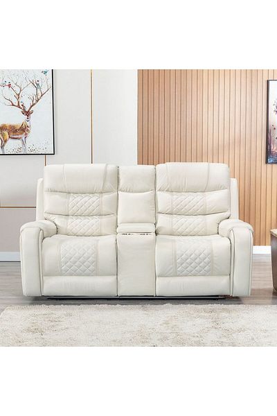 Danube Home كرسي استرخاء قماشي لشخصين من فريمونت - بيج، الطول ١٨٧ سم × العرض ٩٩ سم × الارتفاع ١٠٤ سم