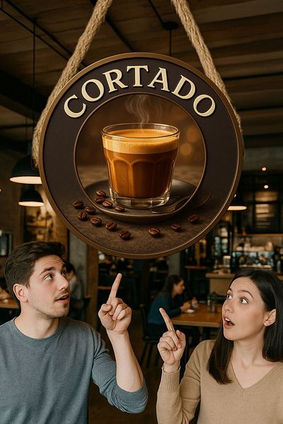 Nod Στρογγυλή πινακίδα καφέ με θέμα Cortado – Ξύλινη διακόσμηση τοίχου & πόρτας με κορδόνι από γιούτα |   Στολίδι σε στυλ Barista