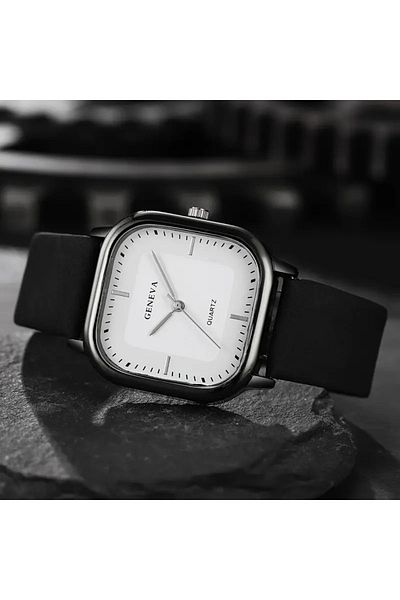 Feronnucci Men's Wristwatch Square Leather Band Analog Quartz Watch 611