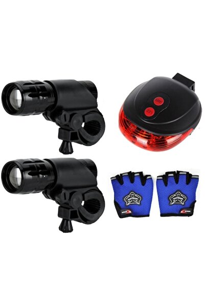 Carsons Set lumini bicicletă cu mănuși - 4 articole