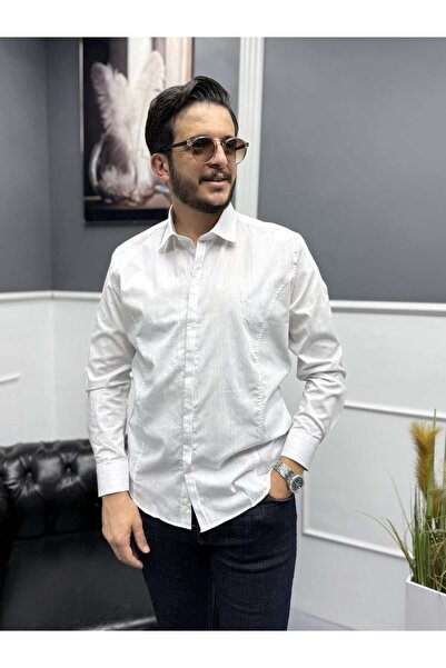Avni Ceylan قميص رجالي من SilverText ذو ملمس نحيف
