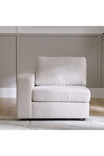 Danube Home Odum 1 Seater Fabric Sofa with Left Arm - Grey/White L103xW99xH90cm