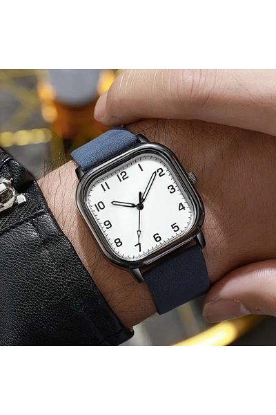 Feronnucci Men's Wristwatch Square Leather Band Analog Quartz Watch 610
