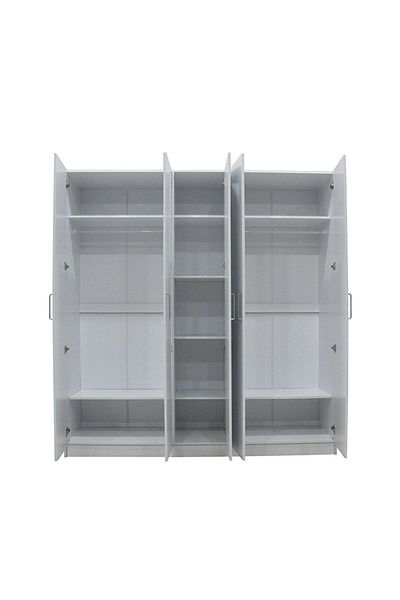 Danube Home Supreme 5 Door Wardrobe with Mirror - White L199.5xW52xH209cm