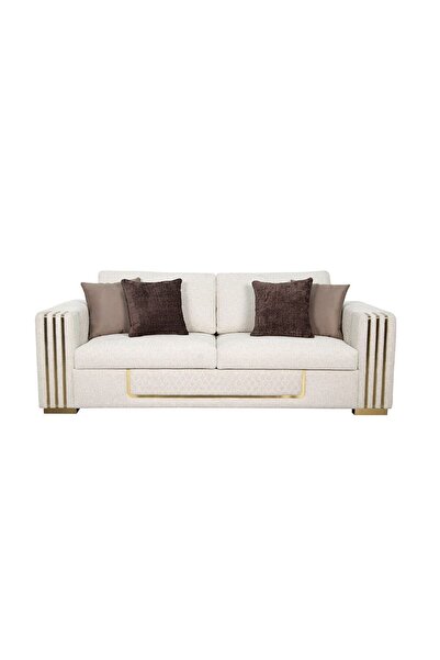 Danube Home Oberon 3 Seater Fabric Sofa - Beige / Brown L230xW95xH80cm