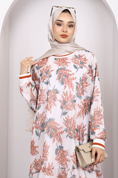 İmajButik Tile Patterned Chiffon Dress