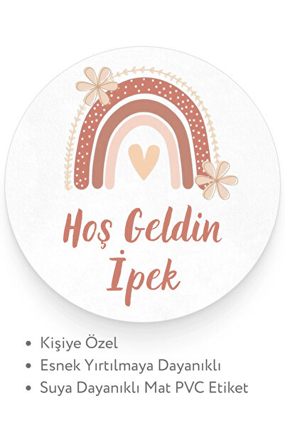 alışveriş kurdu Kişiye Özel Hoş Geldin Bebek Doğum Günü Mevlüt Etiketi (Stick...