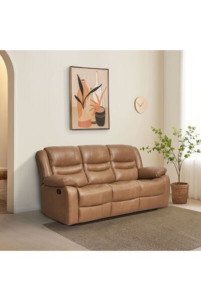 Danube Home Dazler 3 Seater Air Leather Recliner - Brown L207xW94xH104cm