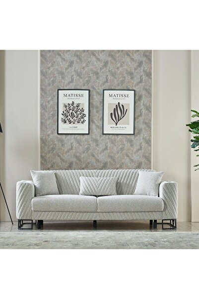 Danube Home Elegance 3 Seater Fabric Sofa - Grey L230xW80xH82cm