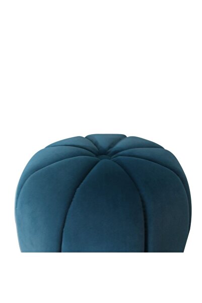 Danube Home Phupa Velvet Pumpkin Pouf Ottoman - Royal Blue, 44x44x42 cm, Upholstered Fabric, 2-Year Warranty