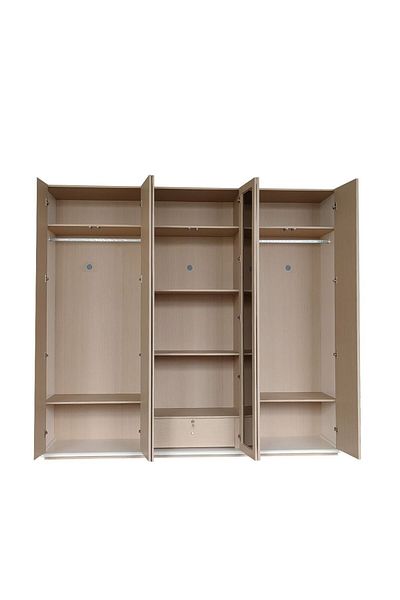 Danube Home Brita 6 Door Wardrobe with 2 Glass Doors - Beige/White Oak L241.7xW59xH220cm
