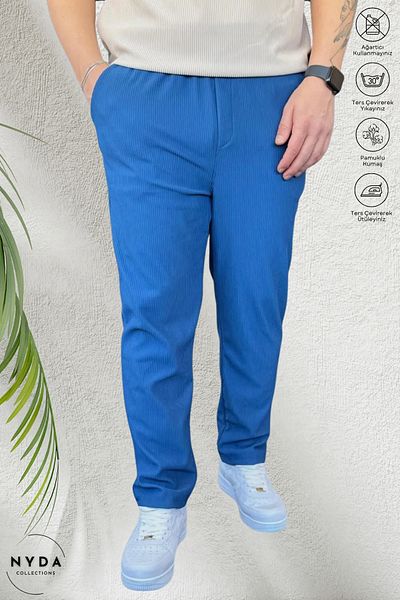 Nyda Collections Men's Corded Ottoman Fabric Seasonal Lycra Pocket Elastic Waist Lace-Up Trousers