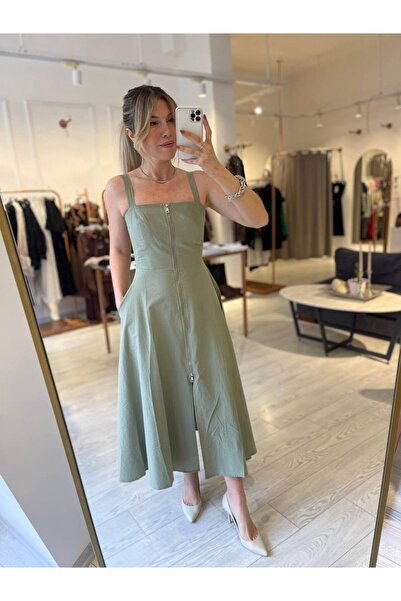 MSN Рокля с цип от парашутна материя - зелена - WW0546