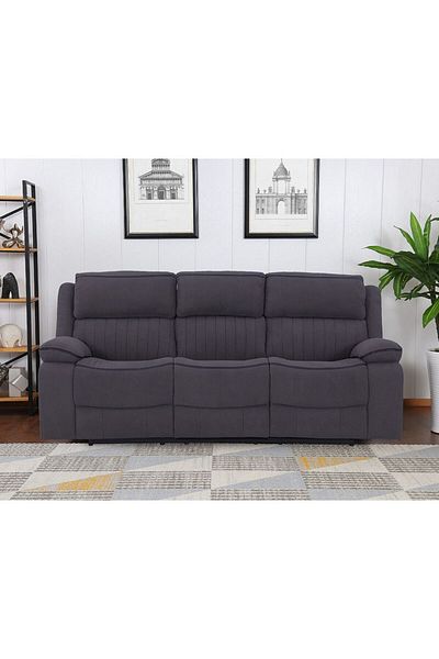 Danube Home Illumi 3 Seater Motion Recliner - Smoke Grey L218xW100xH101cm
