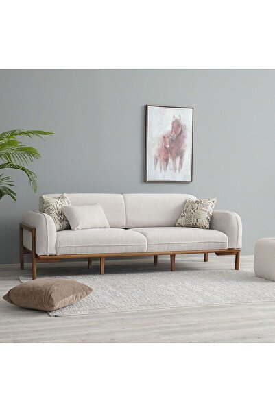 Danube Home Oslo 3 Seater Fabric Sofa - Beige L223xW90xH79cm
