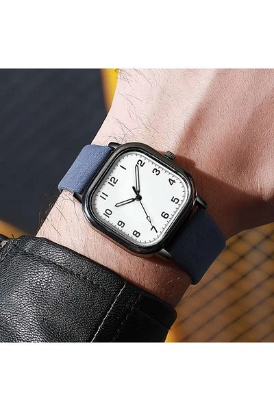 Feronnucci Men's Wristwatch Square Leather Band Analog Quartz Watch 610