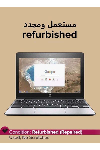 HP جهاز Chromebook مستعمل مقاس 14 بوصة بمعالج Intel Celeron سعة 4 جيجابايت وذاكرة 16 جيجابايت وبطاقة رسومات Intel HD Graphics باللون الرمادي