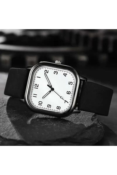 Feronnucci Men's Wristwatch Square Leather Band Analog Quartz Watch 610