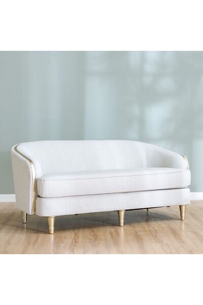 Danube Home Mercedez 2 Seater Fabric Sofa-Light Gray/Champange L184xW102xH82cm