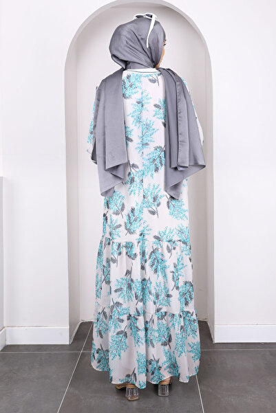 İmajButik Φόρεμα σιφόν με μοτίβο μέντας