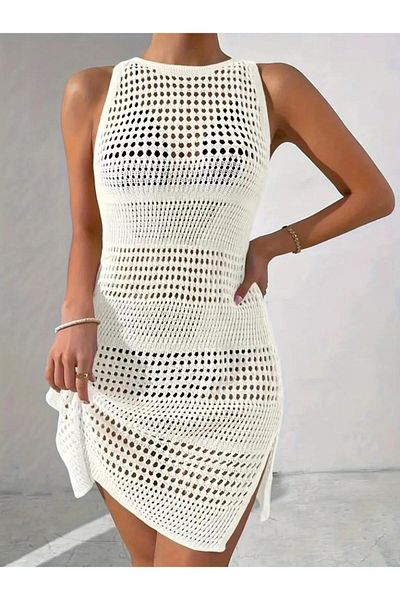 modamtn Women's Strappy Deep Back Low-Cut Openwork Knitwear Pareo