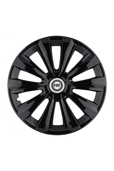 Autohelix MSA Set de 4 capace pentru roți, compatibile cu jante R14, pentru Fiat, model delta negru