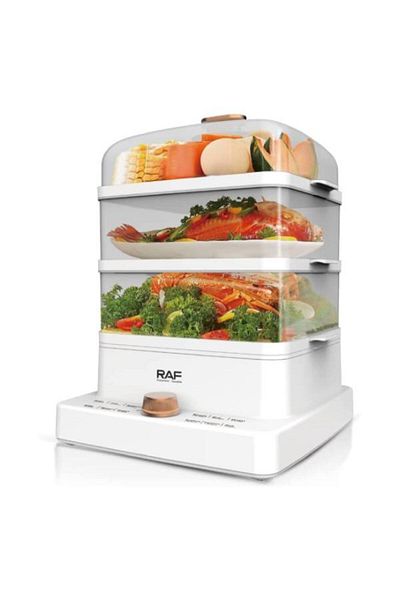 raf Electric Food Steamer 1200W – 3-Tier 12L Stackable Baskets with Auto Shutoff & Anti-Dry Protection