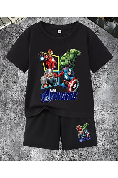 haha Boy's Avengers Printed T-Shirt - Shorts Set