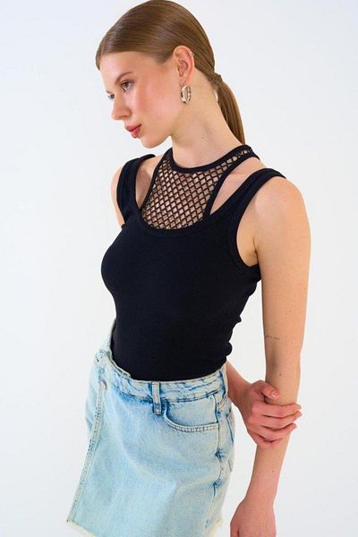 modamtn Camisole Undershirt with Lace Inside - Black