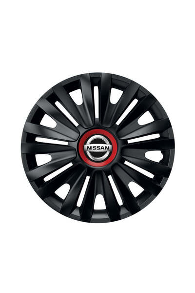 Autohelix MSA Set de 4 capace de roți negre cu inel roșu Royal R15 pentru gam...