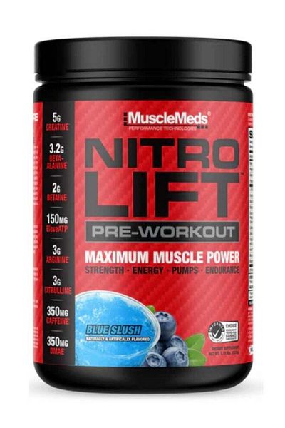 MuscleMeds Nitro Lift Pre-workout Blue Slush Flavour 522gram