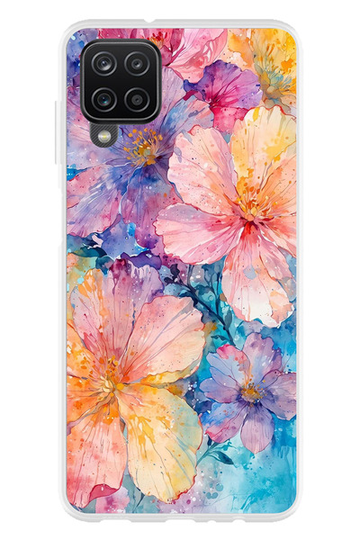 TechTree Galaxy A22 - M22 - M32 Compatible Colorful Flowers Watercolor Transp...