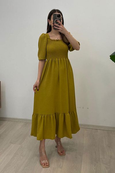 Nazline Women's Gipeli Short Sleeve Long Dress