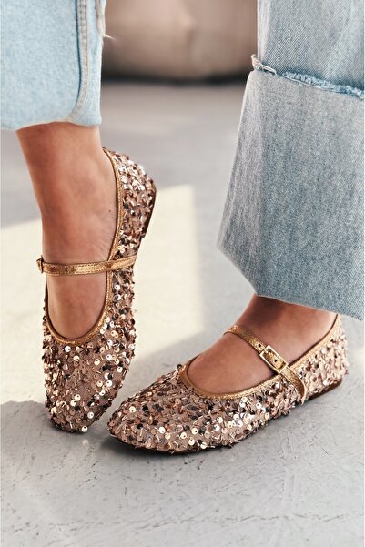 I Love Shoes Talen Pul Detaylı Bronz Babet
