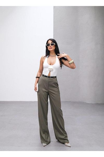 modamtn Poly Viscose High Waist Belted and Flowy Palazzo Pants (Belt Included)