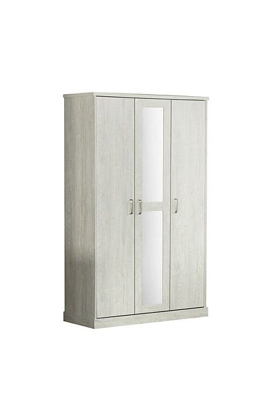 Danube Home Zirco 3 Door Wardrobe - White Oak L120xW58xH210cm