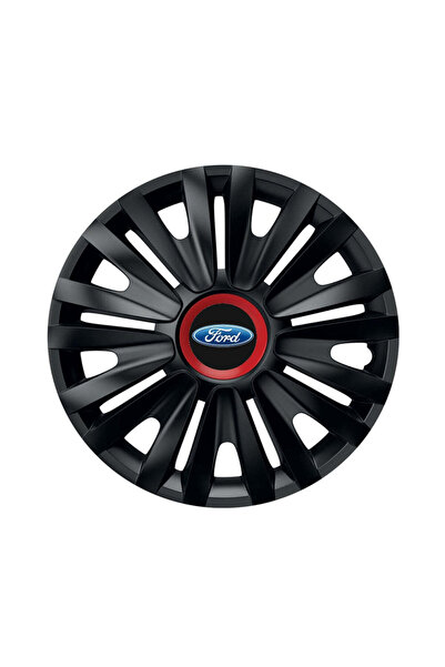 Autohelix MSA Set de 4 capace de roți negre cu inel roșu Royal R16 pentru gam...