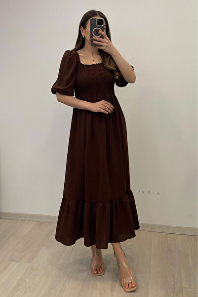 Nazline Γυναικείο κοντομάνικο μακρύ φόρεμα Gipeli