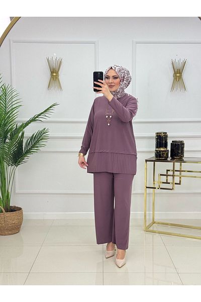 VALENS BOUTİQUE Women's Hijab Pants Set 2 Piece Tunic & Pants Set