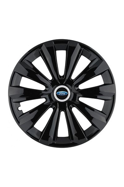 Autohelix MSA Set de 4 capace pentru roți, potrivite pentru jante R15, pentru Ford, model delta negru