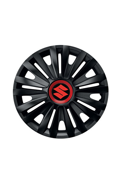 Autohelix MSA Set de 4 capace de roți negre cu inel roșu Royal R15 pentru gam...
