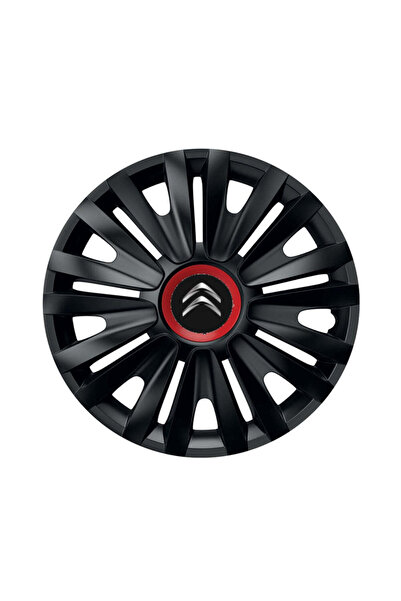 Autohelix MSA Set de 4 capace de roți negre cu inel roșu Royal R14 pentru gam...