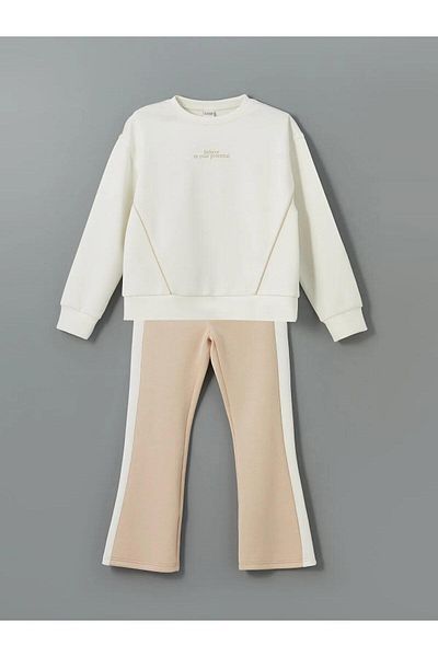 LC Waikiki Lcw Kids Crew Neck Girls Sweatshirt and Leggings (W5)