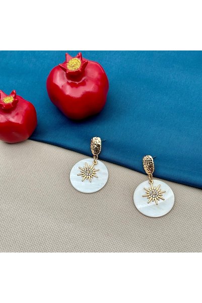 Opia Takı & Aksesuar Dangle Gold Stone Earrings