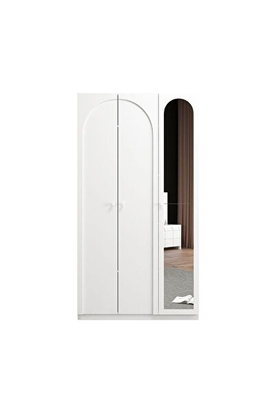Danube Home Calm 3 Door Wardrobe w/Mirror -White L120xW59.6xH225cm
